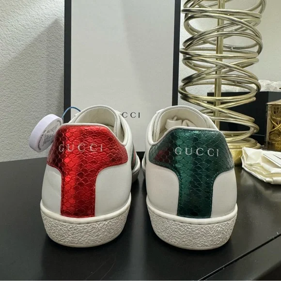 Gucci Ace Embroidered Bee Web Sneaker Leather White 36 - Picture 6 of 8